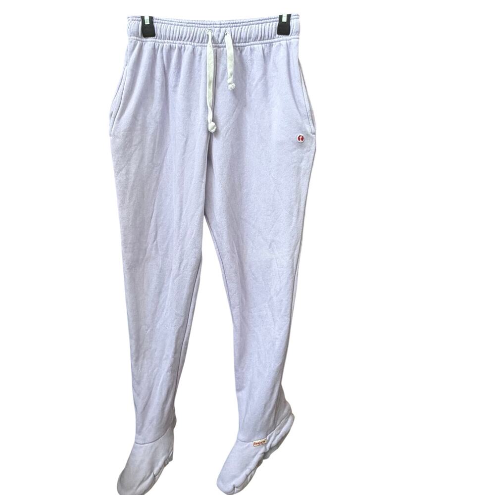 Feejays Pajamas Adult Small Purple Sweat Pant Footed Footie PJs Convertible Cuff
